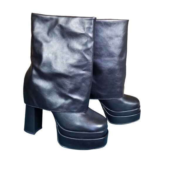 Black western Azalea Wang Baby Platform square toe Boots size 10 - Picture 4 of 10